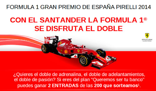 Sorteo de entradas GP 2014 de Banco Santander