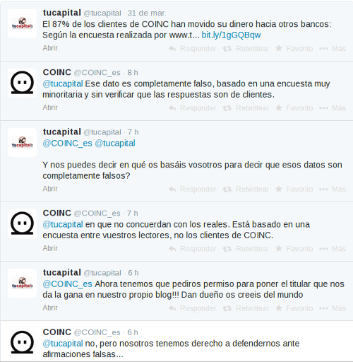 tucapital y COINC se enzarzan en Twitter